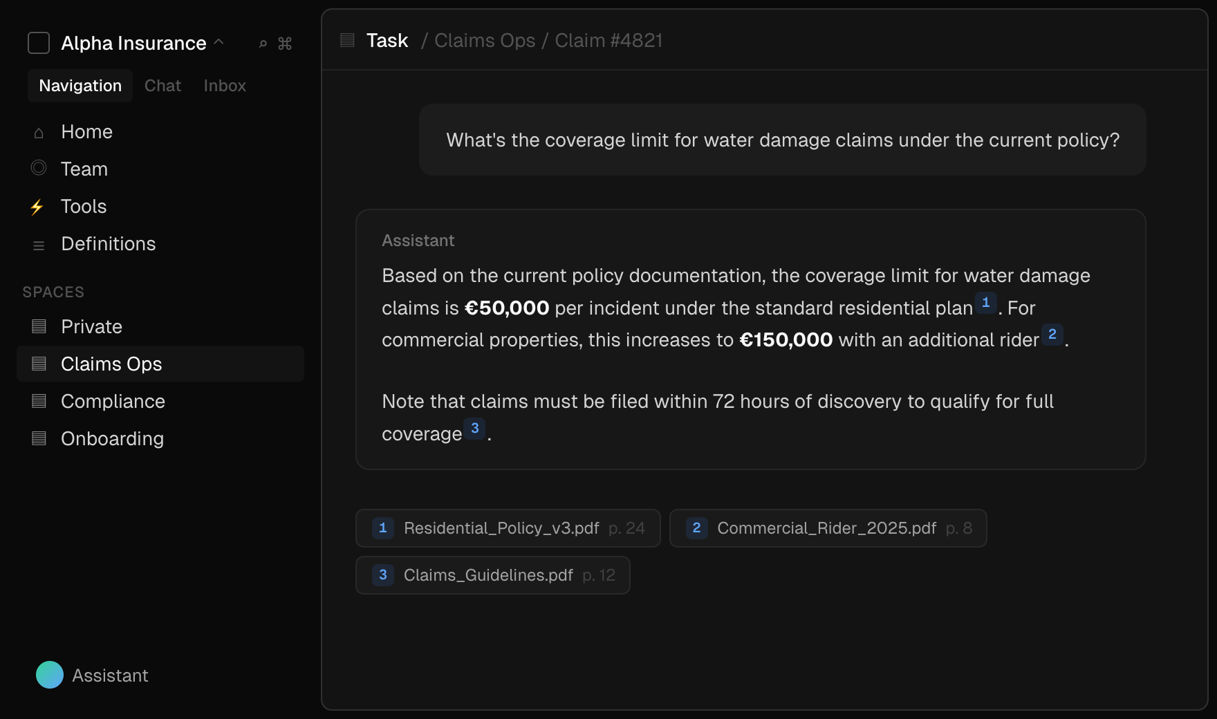 Citations in assistant responses